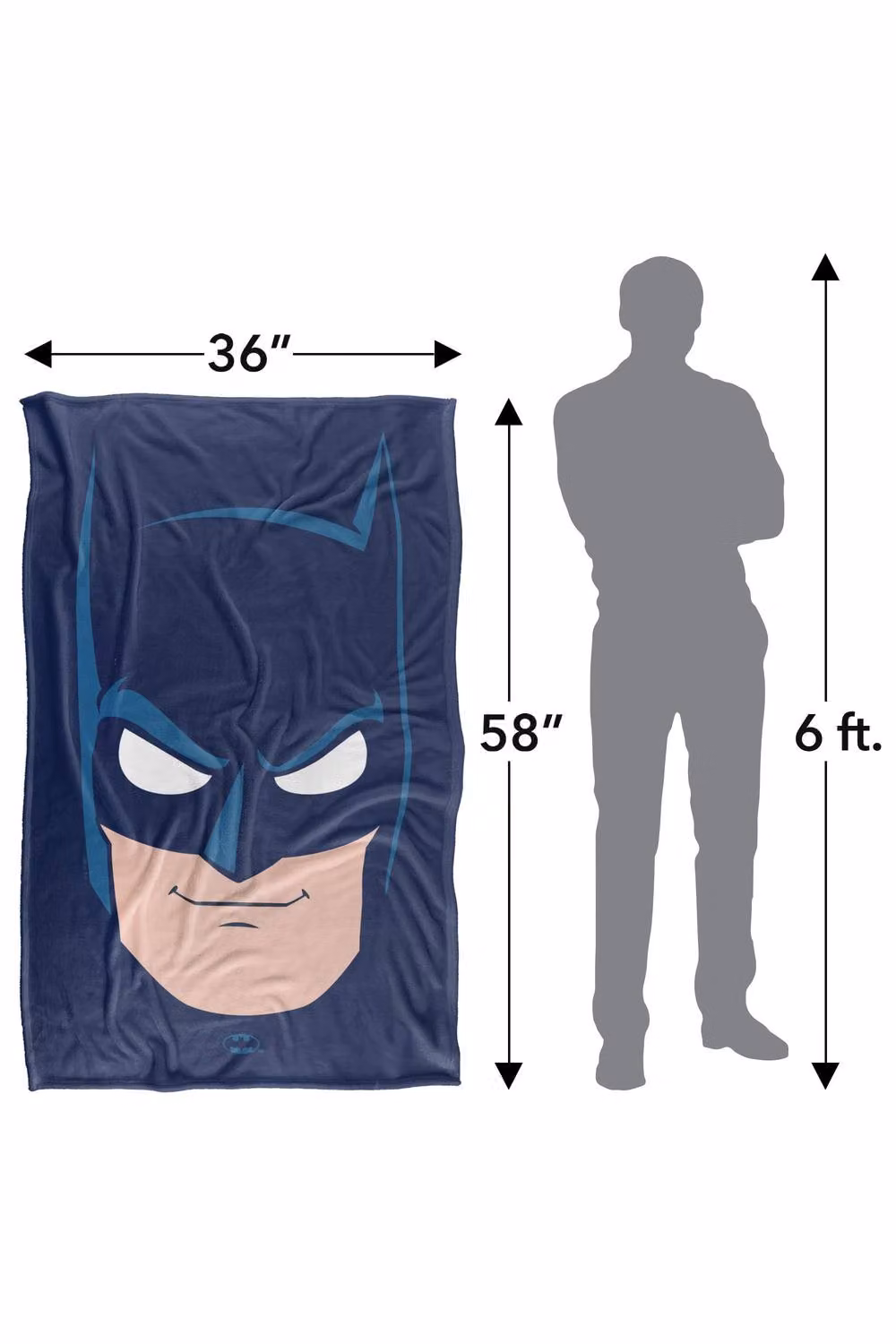 Warner Bros. Batman Large Face Super Soft Fleece Throw Blanket, Multicolour, W: 152.4 cm x L: 152.4 cm – 8