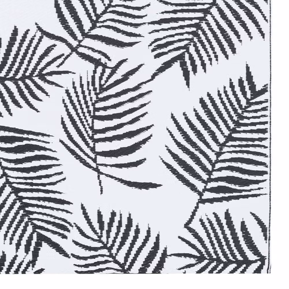 Berkfield Home Floral Outdoor Carpet in White and Black, W: 160 cm, L: 230 cm – 4