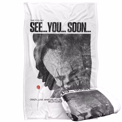 LOGOVISION IT Welcome to Derry Time to Float Super Soft Fleece Throw Blanket, Multicolour, W: 91.44 cm, L: 147.32 cm – 1