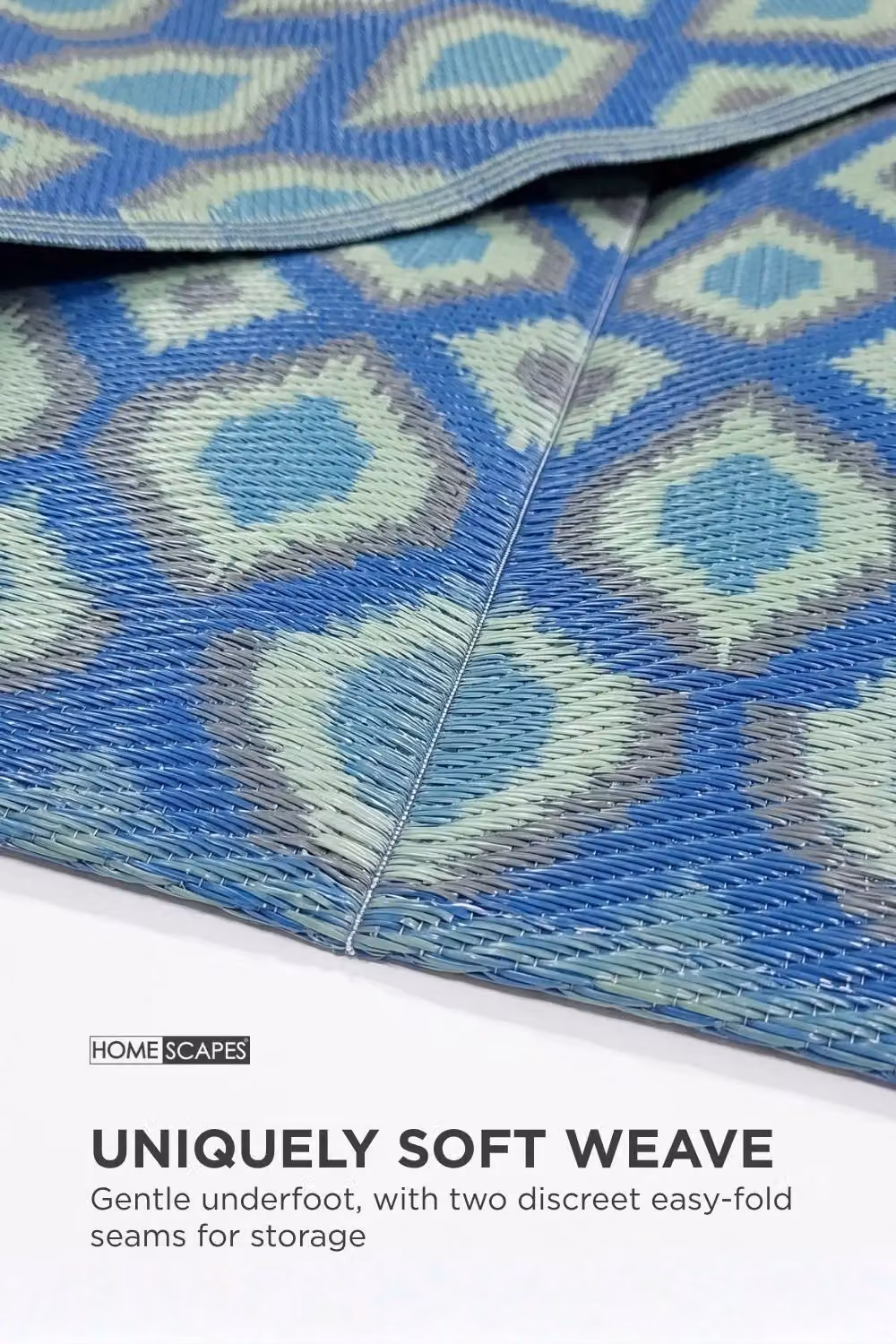 Homescapes Luxury Outdoor Rug in Blue and Green Ikat, W/D/H: 150 x 240 cm – 4