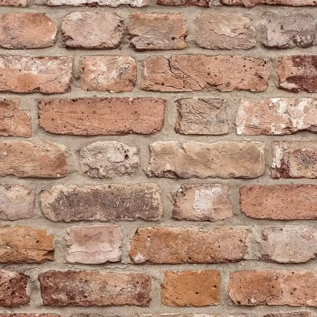 Grandeco Industrial Rustic Realistic Brick Smooth Wallpaper in Terracotta Red and Orange