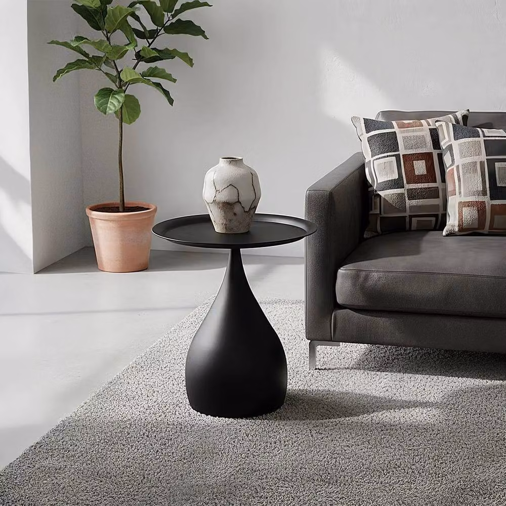 FORGEVIO Black Round Metal Side Table W/D/H: 39 x 39 x 42 cm – 5