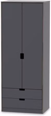 Welcome Shanghai Mid Century Walnut 2 Door 2 Drawer Tall Double Wardrobe