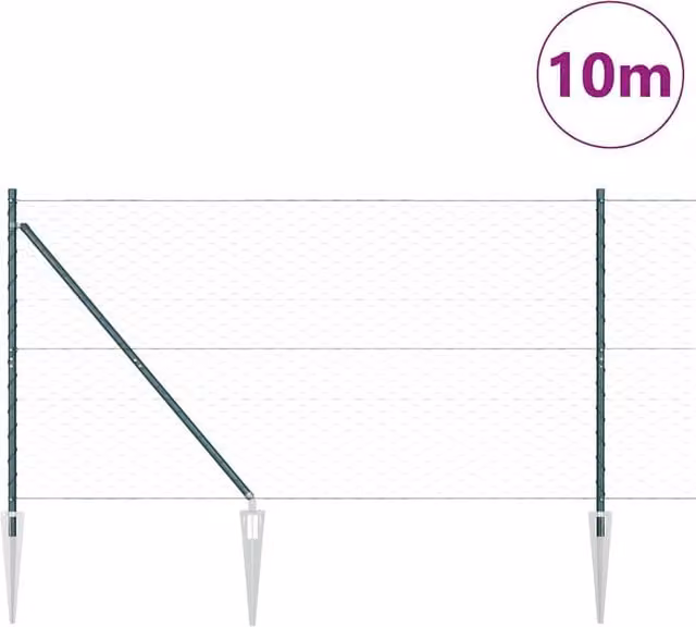 Berkfield Home Green Powder-Coated Steel Hexagon Fence, W: 120 cm, L: 10 m – 1