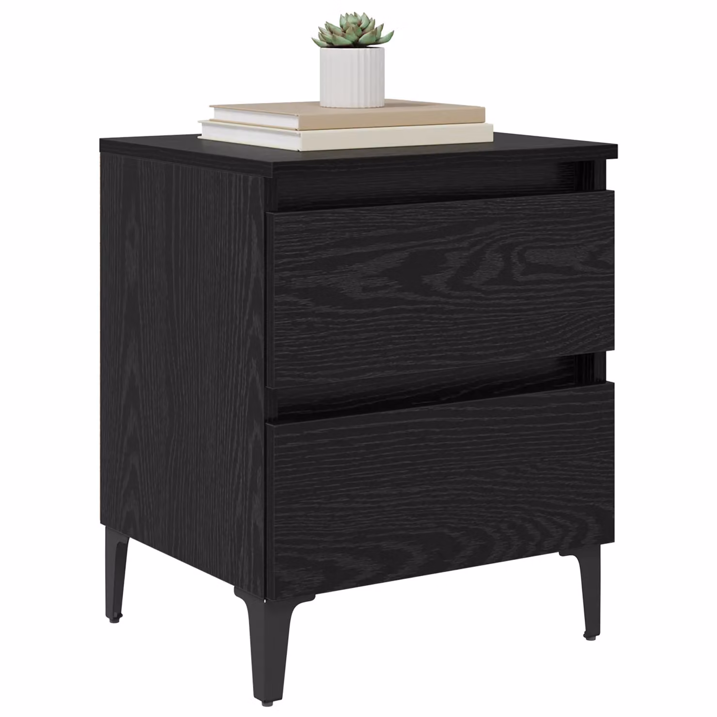 Berkfield Home Set of 2 Black Oak Bedside Cabinets, W: 40 cm, D: 35 cm, H: 50 cm – 3