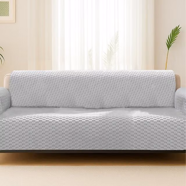 Home Republic Luxury Chunky Popcorn Thermal Sofa Protector in Silver and Grey, Width: 172 cm