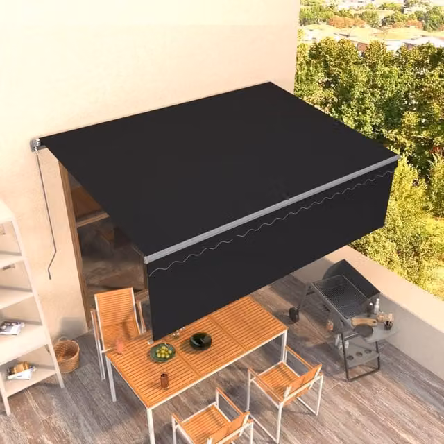 Berkfield Home Manual Retractable Awning with Blind, Anthracite and Black, W: 400 cm, D: 300 cm – 1