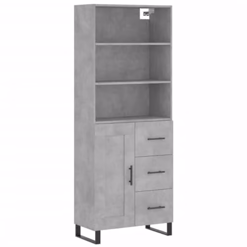 vidaXL Highboard in Concrete Grey with Hinged Doors and Internal Shelves, W/D/H: 69.5 x 34 x 180 cm – 1