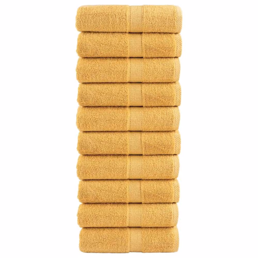 Berkfield Home SOLUND Premium Cotton Guest Towels, Gold, 10 Pack, W: 30 cm x H: 50 cm, 600gsm – 2