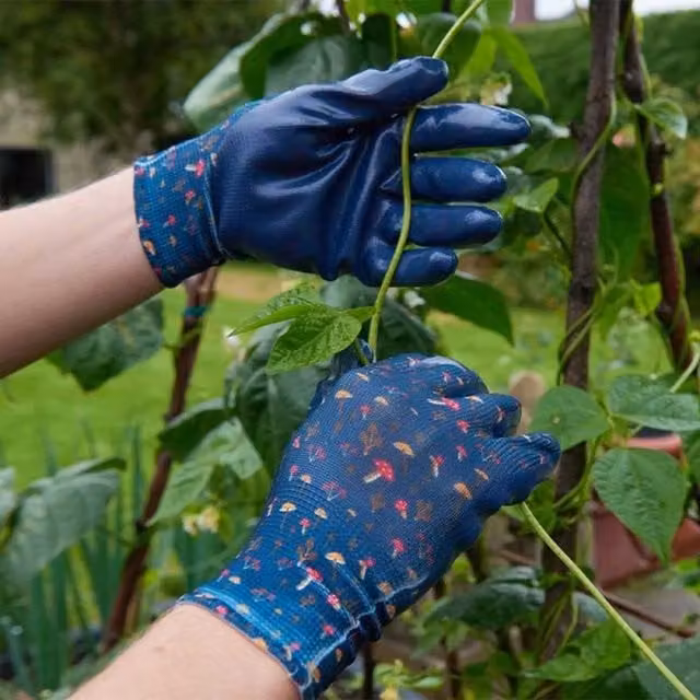Garden Mile Heavy Duty Blue Leather Gardening Gloves