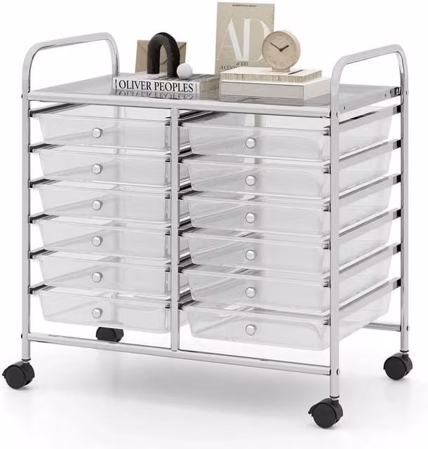 Kelvenix 12 Drawer Multi-Purpose Utility Cart in Transparent – 1