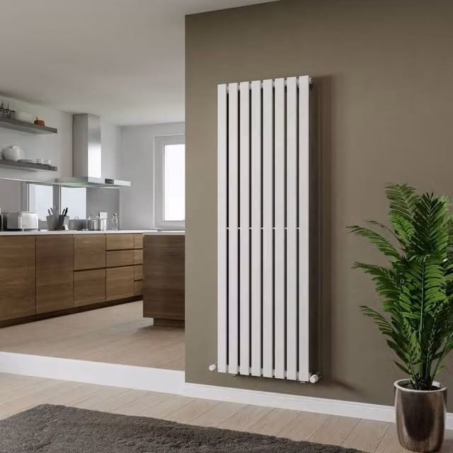 Bathroom Kingdom Vega White Single Flat Panel Vertical Radiator H: 180 cm, W: 60 cm