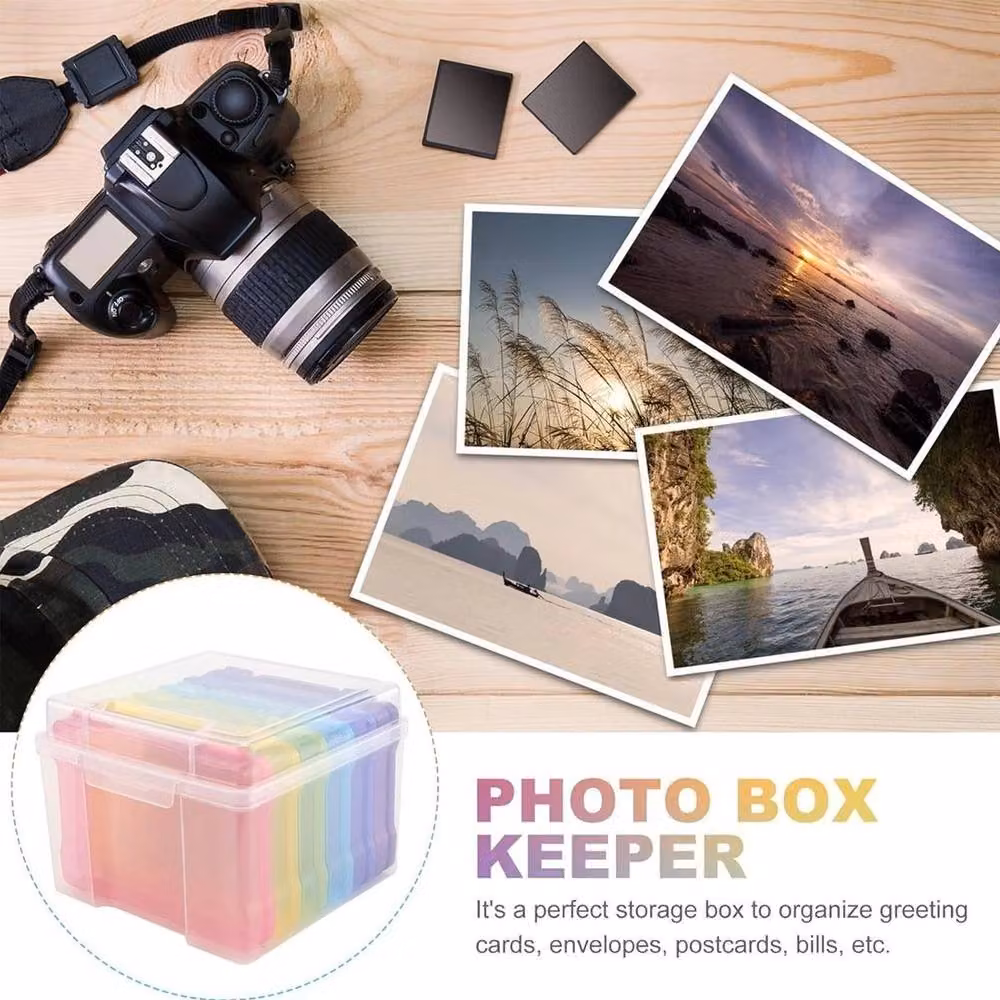 FLAVORA Multicoloured Picture Album Organizer and Photo Storage Box with Lid – 3