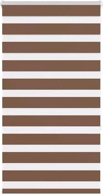 Berkfield Home Brown Zebra Day and Night Blind with Polyester Fabric, W: 85 cm, H: 150 cm