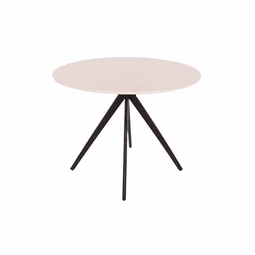 Core Products Aspen Compact Round Dining Table with Matt White Sintered Stone Top and Black Metal Pedestal Legs, Diameter: 75 cm, Height: 75 cm