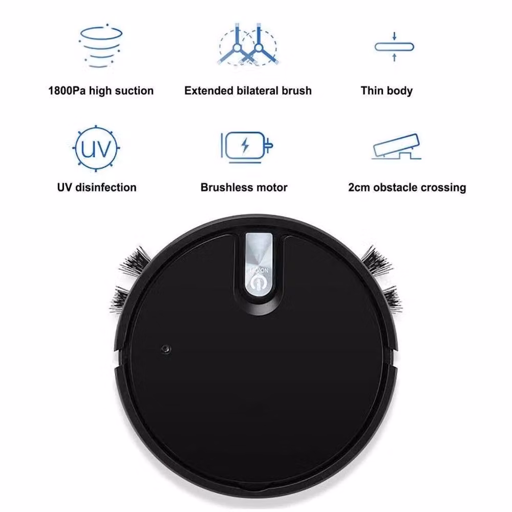 FLAVORA 5 in 1 Hybrid Robot Vacuum and Mop, 1800Pa Suction, Black, W x D: 100 x 100 cm – 2