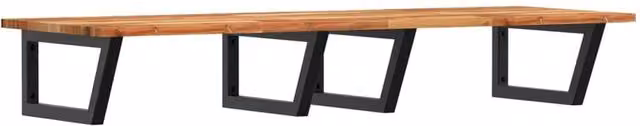 Berkfield Home Wall Mounted Basin Shelf in Brown Steel and Solid Acacia Wood – 1