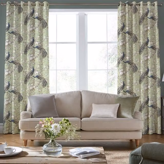 Laura Ashley Belvedere Made to Measure Blackout Eyelet Curtain in Hedgerow Green