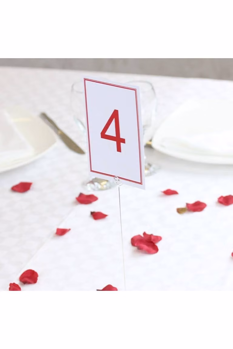 KDMD Laminated Red Plain Border Table Numbers, 72 White Cards