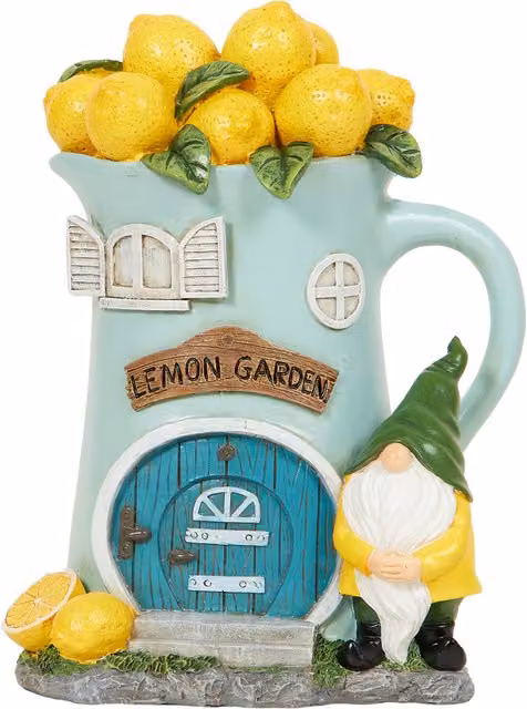 Ornate Collection Ceramic Teapot Lemon House Decoration in Blue and Yellow