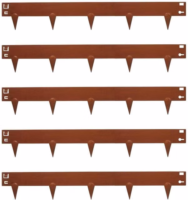Harbour Housewares 5-Piece Brown Galvanised Steel Lawn Edging Set