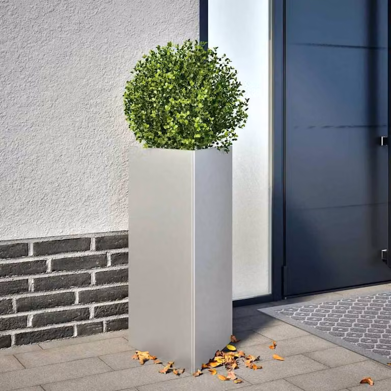 Berkfield Home Garden Triangular Planters, 2 Pack, Silver Galvanised Steel, W: 40 cm, D: 34.5 cm, H: 70 cm