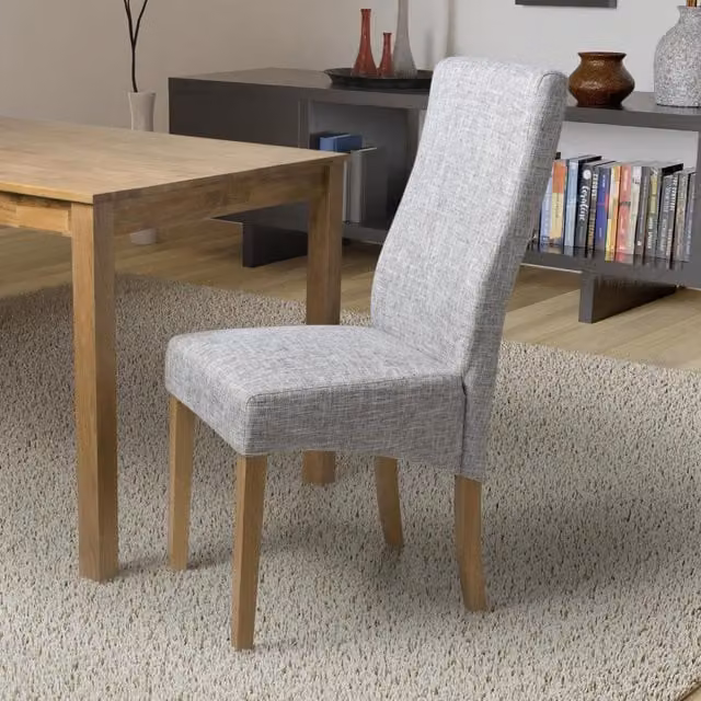 Shankar Modern Upholstered Dining Chair in Grey Fabric with Rubberwood Frame