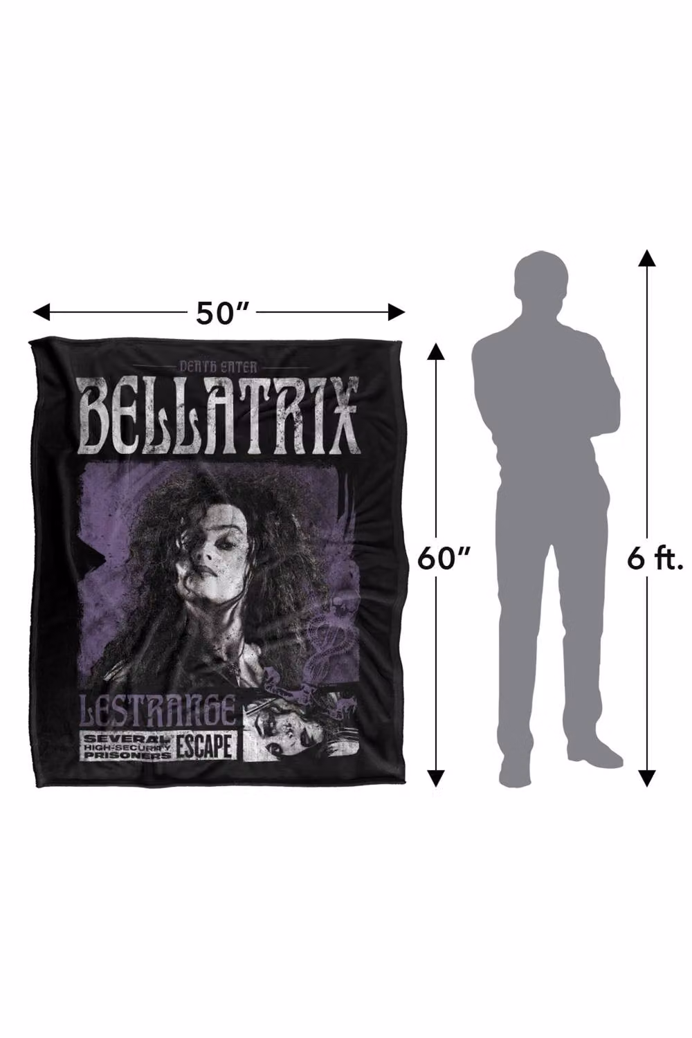 Warner Bros. Harry Potter Bellatrix Lestrange Silky Touch Super Soft Fleece Throw Blanket, Multicolour, W: 91.44 cm, H: 147 cm – 8
