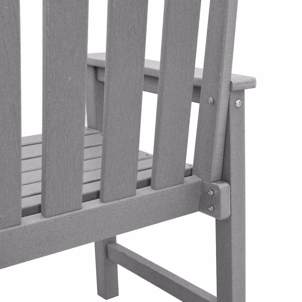 Berkfield Home Modern Garden Dining Chairs, 2 Piece Set, Light Grey HDPE and Acacia Wood – 4