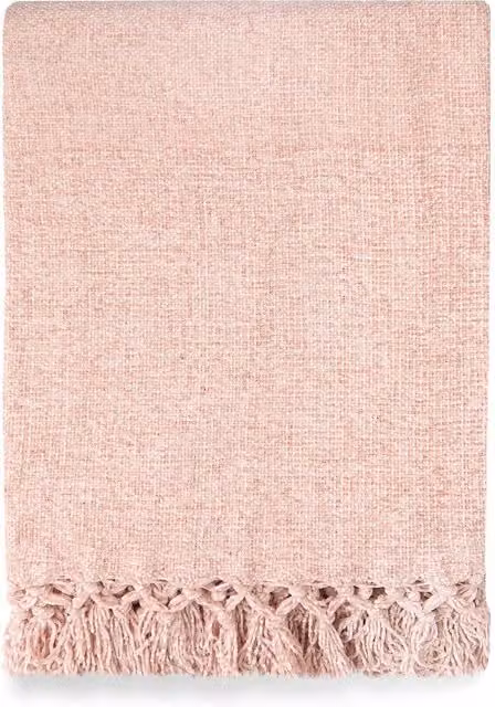 New Edge Blinds Camilla Collection Chenille Chevron Throw in Pink, W/D/H: 127 x 152 cm