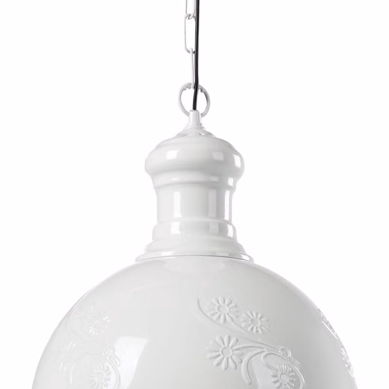 Wyld and Coco White Industrial Metal Dome Pendant Lamp