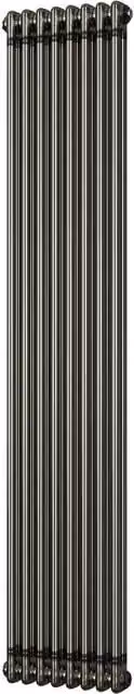 UK Radiators Alpha 2 Column Radiator in Raw Metal Silver, H: 180 cm, W: 37.2 cm