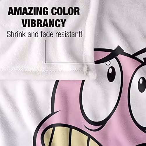 LOGOVISION Courage The Cowardly Dog Season 2 Super Soft Fleece Throw Blanket, White, W/D: 152 x 127 cm – 2