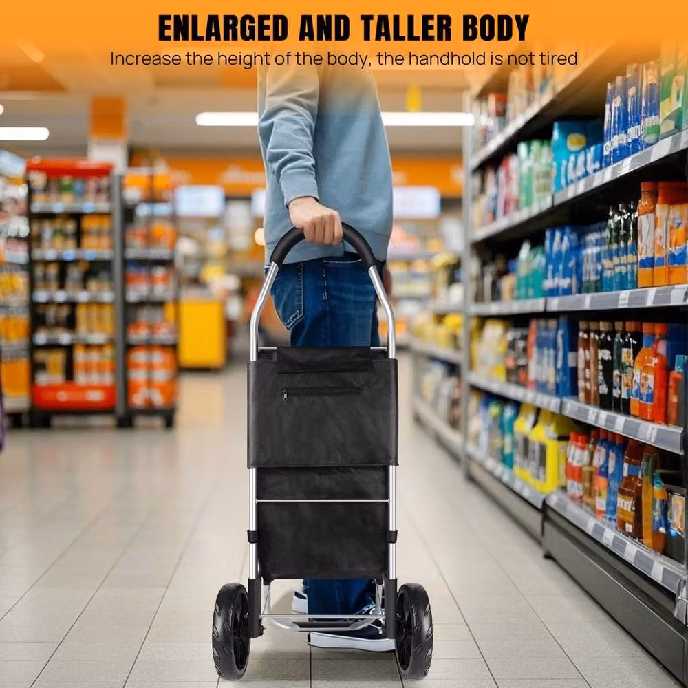 FLAVORA Lightweight 2-Wheel Folding Shopping Trolley in Black – 3