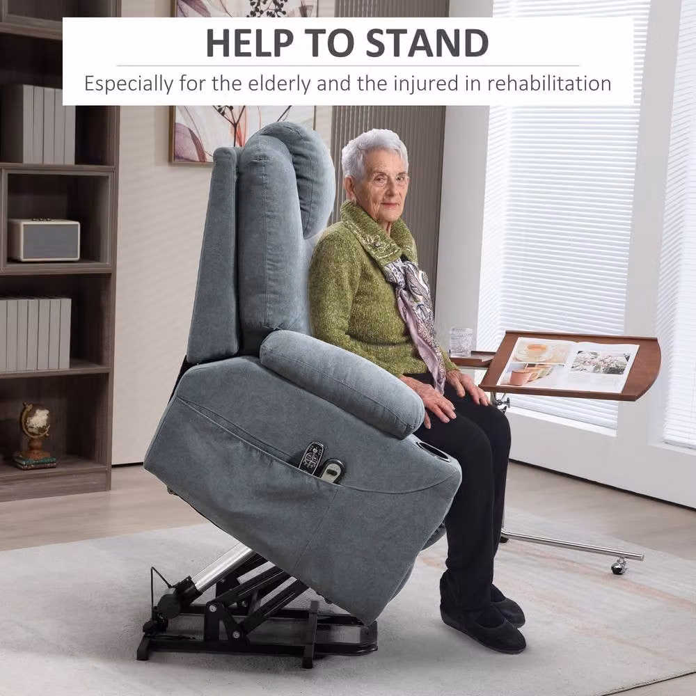 HOMCOM Riser and Recliner Chair with Vibration Massage and Heat in Dark Grey – 4