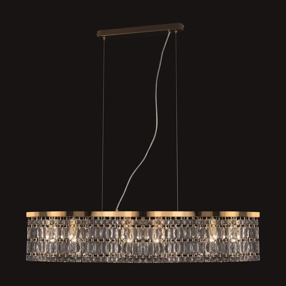 Maytoni Dune Modern 6 Light Bar Pendant Ceiling Light in Gold/Brass with Crystal and Glass – 2