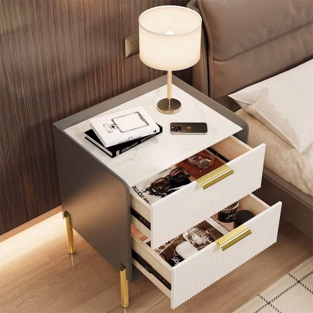 ERGOVEXA Modern 2 Drawer Bedside Nightstand and Sofa Side Cabinet with Soft Close Drawers and Reinforced Legs in Grey, White, Gold or Multicolour – 3