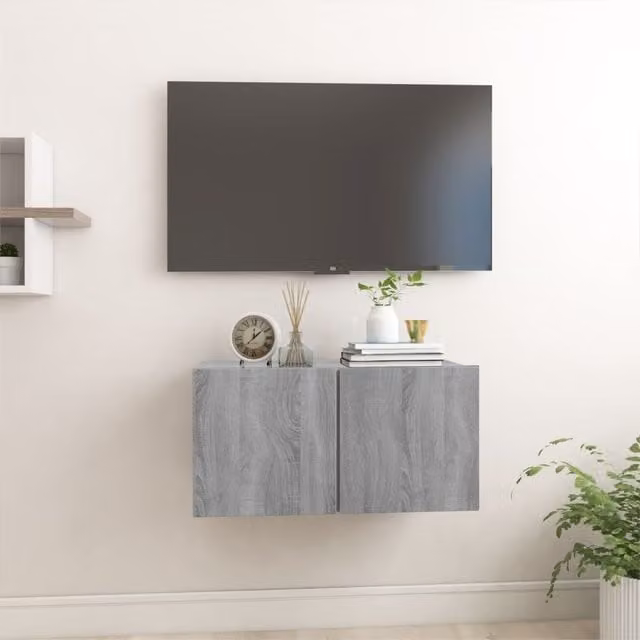 Berkfield Home Hanging TV Cabinet in Grey Sonoma, W/D/H: 60 x 30 x 30 cm