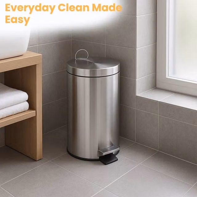 Spetlek Steel Pedal Bin in Silver, 5 Litre – 1