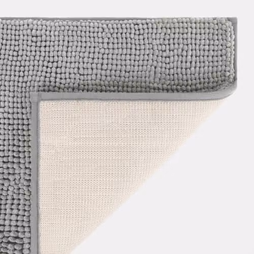 Brentfords OHS Chenille Bath Mat, Grey, W/D/H: 110 x 45 x 1.3 cm – 3