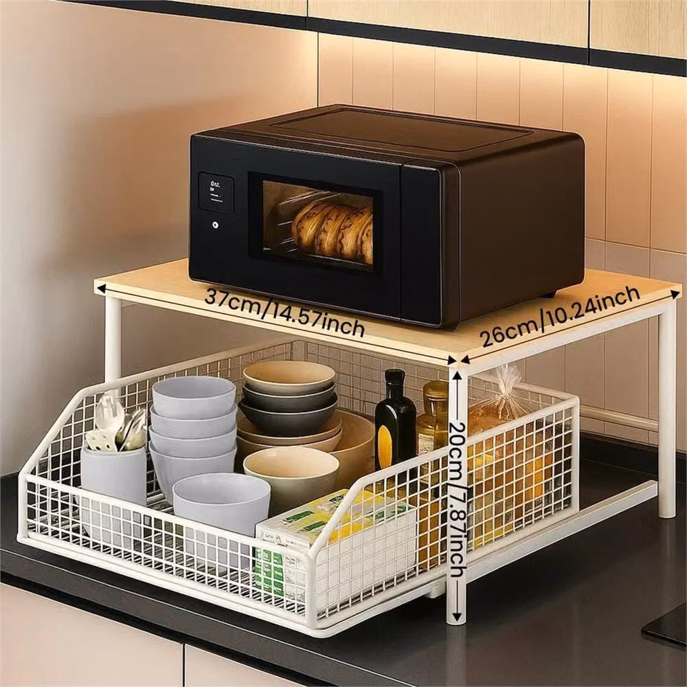 Nordara White 2 Tier Countertop Organizer with Drawer Baskets – 2
