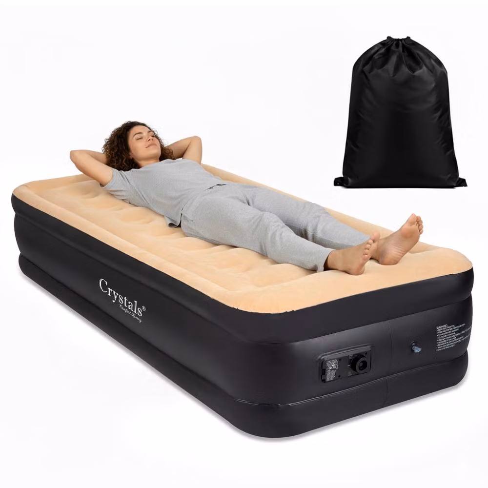 Crystals Single Inflatable Air Bed Mattress with Electric Pump, Beige, W: 90 cm, L: 200 cm – 2