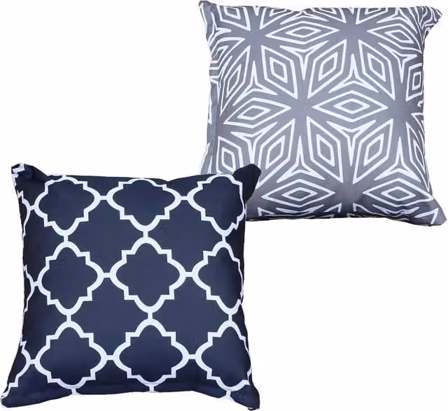 Oseasons Cool Breeze Scatter Cushion Assortment (Pack of 2) - Decorative Square Plush Throw Cushions in Grey, White and Blue, W/D/H: 45 x 45 x 45 cm