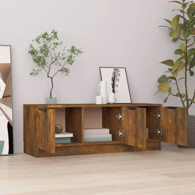 Berkfield Home Smoked Oak TV Cabinet in Brown, W/D/H: 102 x 35 x 36.5 cm