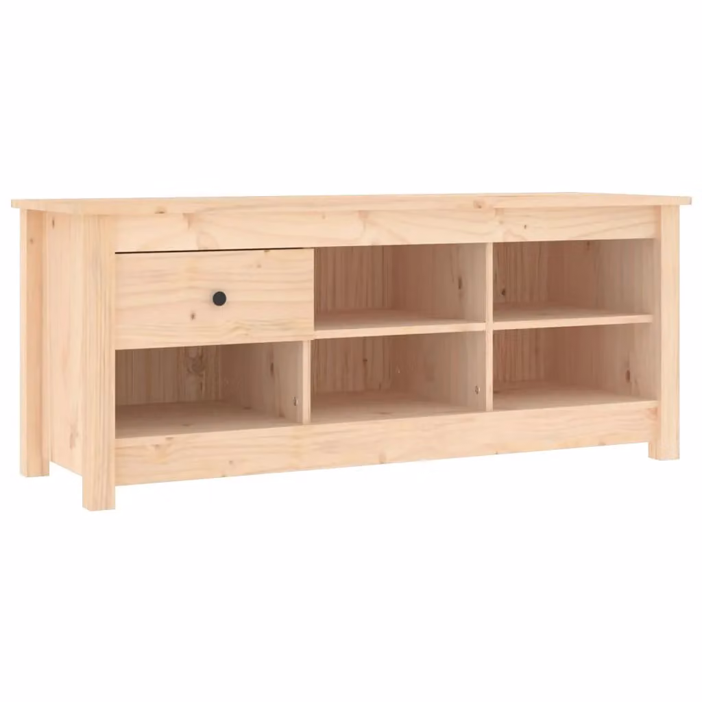 Berkfield Home Rustic Solid Wood Pine Shoe Cabinet in Brown, W/D/H: 110 x 38 x 45.5 cm – 2