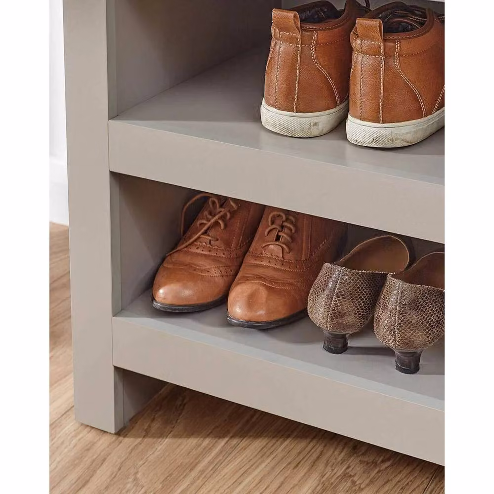 EONLION Grey Shoe Bench and Storage Seat with Back Panel, Width: 100 cm – 2