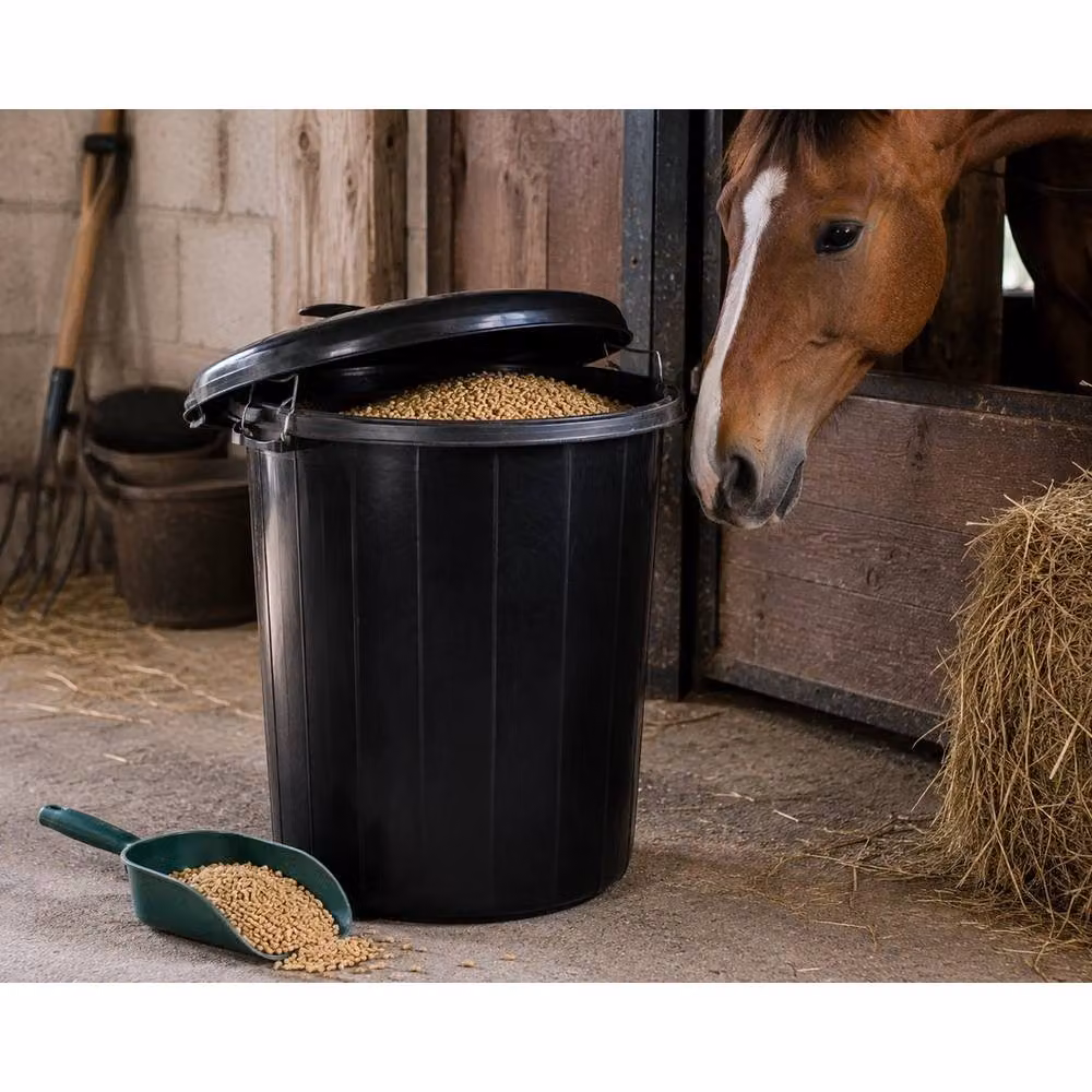 NESTLUNE Set of 3 Heavy Duty Plastic Dustbins with Locking Flip Lids, Black and Multicolour, 70L, H: 100 cm x W: 60 cm x D: 60 cm – 2