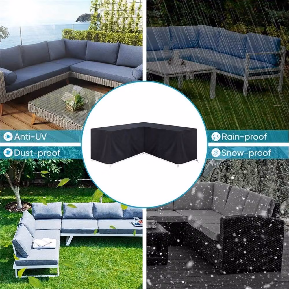 Nordara Waterproof L-Shape Garden Furniture Cover in Black, 215 cm – 4