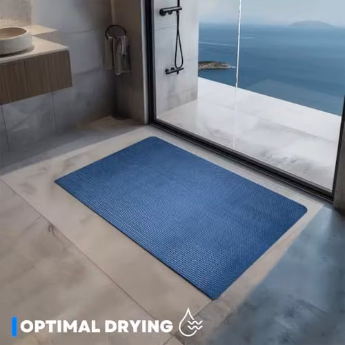 Nicoman Reversible Non-Slip Anti-Mold Bath Mat in Blue and Green, W: 90 cm, D: 60 cm – 3