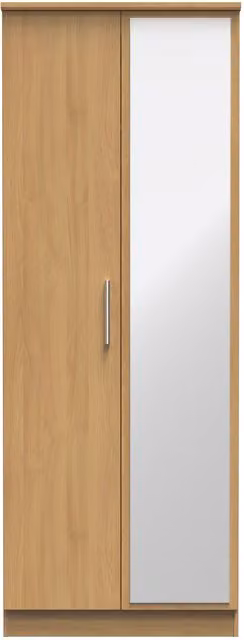 Ready Assembled 2 U Windsor Tall 2 Door Mirrored Wardrobe in Light Brown